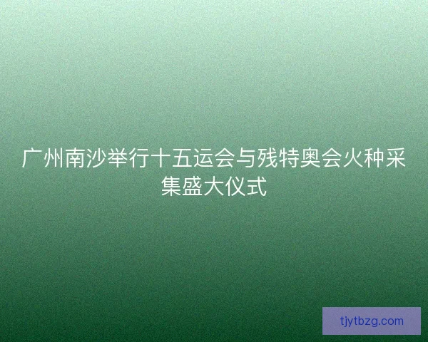 广州南沙举行十五运会与残特奥会火种采集盛大仪式